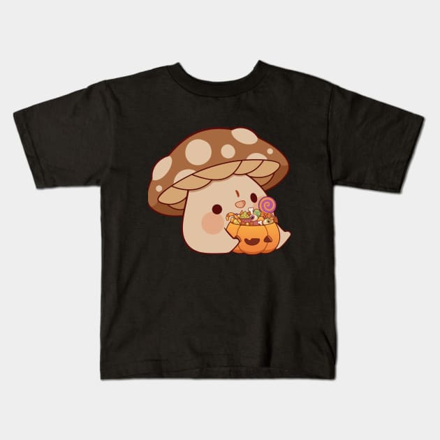 Trick or treat mushroom Kids T-Shirt by Rihnlin